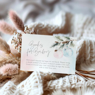 Winter Gender Reveal Boeken voor Baby Informatiekaartje