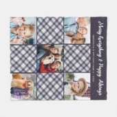Winter Gepersonaliseerde Blauw Grijs Geplakt Fotoc Fleece Deken (Voorkant (Horizontaal))