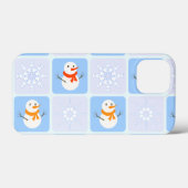 Winter geruit patroon sneeuwman en sneeuwvlokken Case-Mate iPhone case (Achterkant (horizontaal))