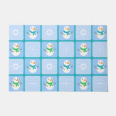 Winter geruit patroon sneeuwman en sneeuwvlokken deurmat (Voorkant)