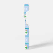 Winter geruit patroon sneeuwman en sneeuwvlokken iPhone hoesje (Linkerkant)