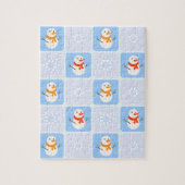Winter geruit patroon sneeuwman en sneeuwvlokken legpuzzel (Verticaal)
