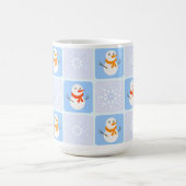 Winter geruit patroon sneeuwman en sneeuwvlokken magische mok (Midden)