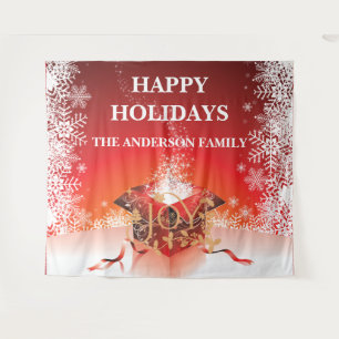 Winter geschenkdoos verrassing sneeuwvlokken rood  wandkleed