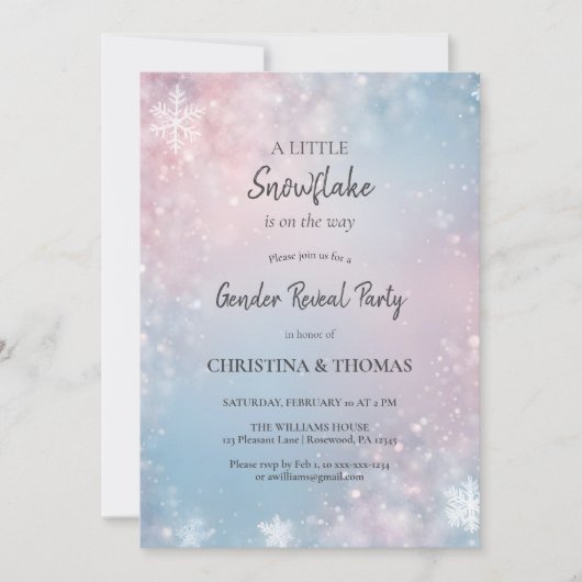 Winter Geslacht onthullen Partij Kaart (Voorkant)