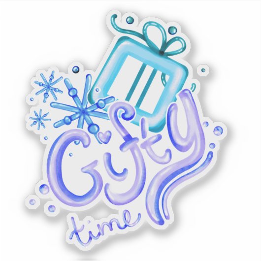 Winter Gifty Time Stickers with Gift and Snowflake (Devant)