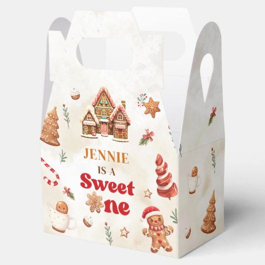Winter Gingerbread House Kerstmis 1e verjaardag Bedankdoosjes (Geopend)