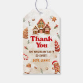 Winter Gingerbread House Kerstmis 1e verjaardag Cadeaulabel (Voorkant)