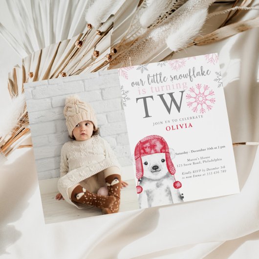 Winter Girl 2e anniversaire Invitation photo