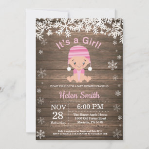 Winter Girl Baby shower Snowflake Kaart