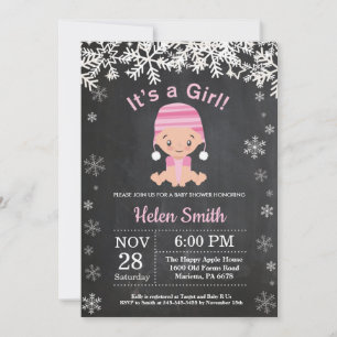 Winter Girl Baby shower Snowflake Kaart