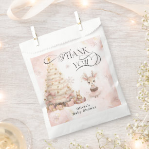 Winter Girl Deer Roze Baby shower Favorietentas Bedankzakje