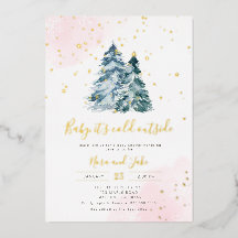 Winter Girl Pink Gold Snowflakes Baby shower