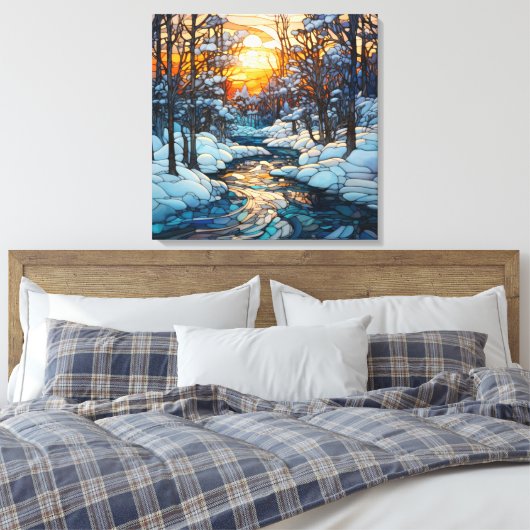 Winter Glas in lood Canvas Kunst (Insitu (Slaapkamer))