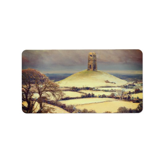 Winter Glastonbury Tor Etiket (Voorkant)