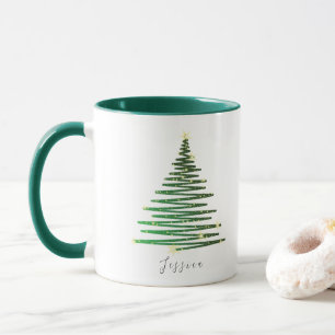 Winter Glitter Groene Boom Gepersonaliseerde Kerst Mok