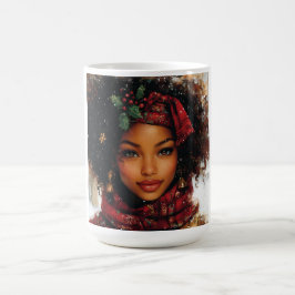 Winter Glow Afrocentric Queen – Holiday Art Koffiemok