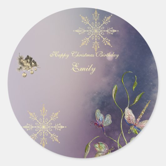 Winter Glow Birthday Round stickers (Devant)