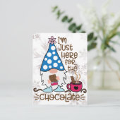 Winter Gnome Ik ben hier voor het chocolade. Briefkaart (Staand voorkant)