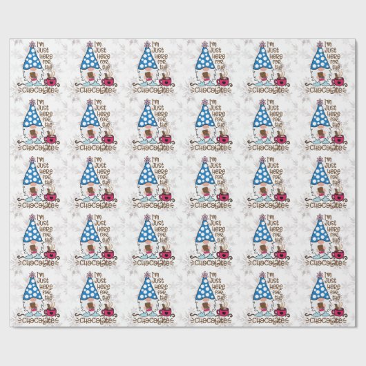 Winter Gnome Ik ben hier voor het chocolade. Cadeaupapier (Vlak)