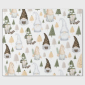 Winter Gnomen Trees White Wrapping Paper Cadeaupapier (Vlak)