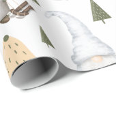 Winter Gnomen Trees White Wrapping Paper Cadeaupapier (Rol Hoek)