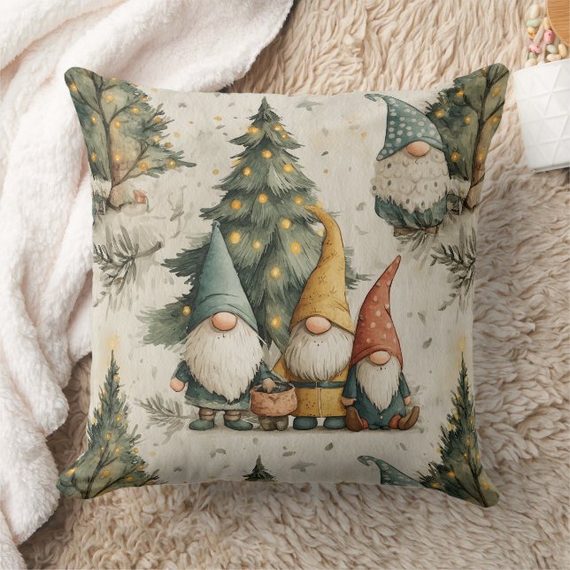 Winter Gnomes With Lit Christmas Tree Kussen (Deken)