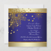 Winter Gold Blue Snowflakes Baby Boy Shower Kaart (Achterkant)