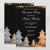 Winter Gold Glitter kerstboomfeest Kaart (Voorkant / Achterkant)