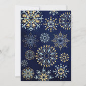 Winter Gold Navy Waterverf Sneeuwkerstfeest I Kaart (Achterkant)