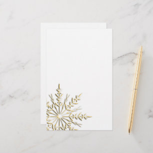 Winter Gold Snowflake Stationery Briefpapier