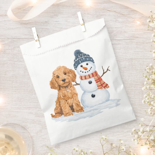 Winter Goldendoodle Dog Cute Snowman Bedankzakje (Geknipt)