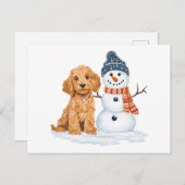Winter Goldendoodle Dog Cute Snowman Briefkaart (Voorkant / Achterkant)