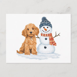Winter Goldendoodle Dog Cute Snowman Briefkaart