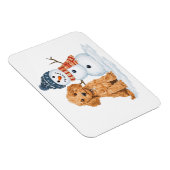 Winter Goldendoodle Dog Cute Snowman Magneet (Rechterzijde)