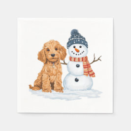 Winter Goldendoodle Dog Cute Snowman Servet