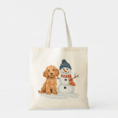 Winter Goldendoodle Dog Cute Snowman Tote Bag (Achterkant)