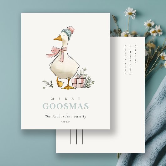 Winter Goose Christmas Funny Merry Goosmas Briefkaart