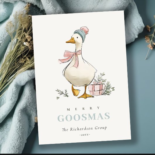 Winter Goose Christmas Funny Merry Goosmas Feestdagenkaart