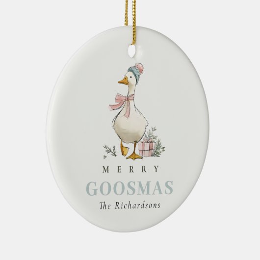 Winter Goose Christmas Funny Merry Goosmas Photo Keramisch Ornament (Rechts)