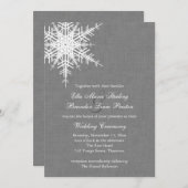 Winter Gray Burlap Weduwuitnodiging Kaart (Voorkant / Achterkant)