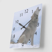 Winter Gray Wolf Howling Vierkante Klok (Hoek)