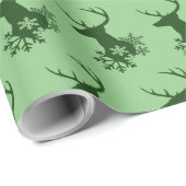 Winter Green Pset Snowflakes Kerstmis Deer Cadeaupapier (Rol Hoek)