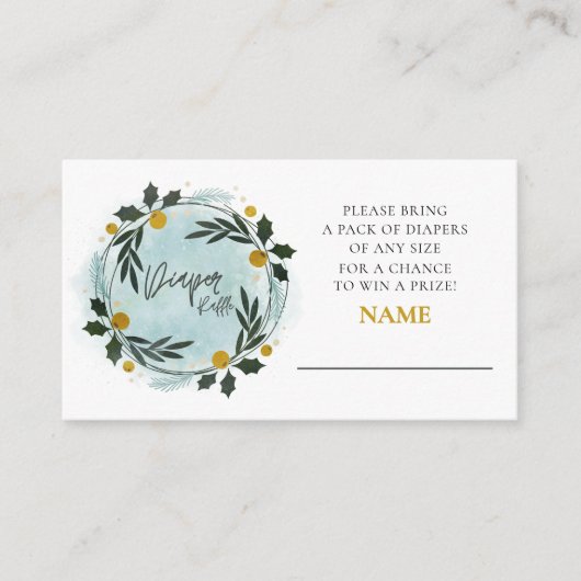 Winter Greenery Baby Shower Diaper Raffle  Informatiekaartje (Voorkant)
