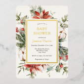 Winter Greenery Baby shower Invitation Folie Uitnodiging (Voorkant)
