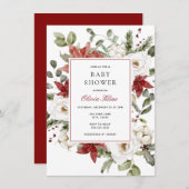 Winter Greenery Baby shower Kaart (Voorkant / Achterkant)