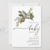 Winter Greenery Baby shower Kaart (Voorkant)