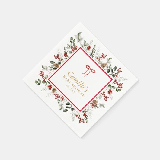 Winter Greenery Baby shower Papieren servetten (Hoek)