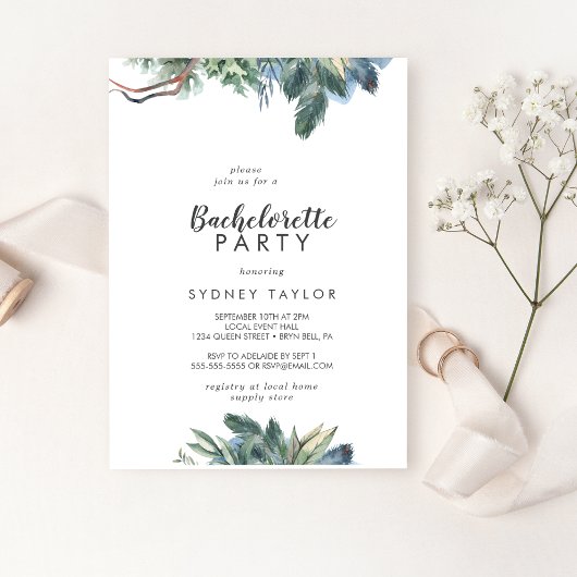 Winter Greenery Bachelorette Kaart
