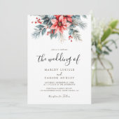 Winter Greenery Bloemen Kerstvakantie Trouwen Kaart (Staand voorkant)